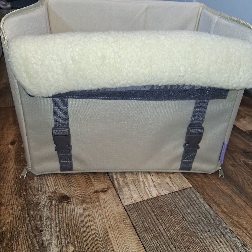 Lesure Foldable Dog & Cat Car Booster Seat, Beige/Cream